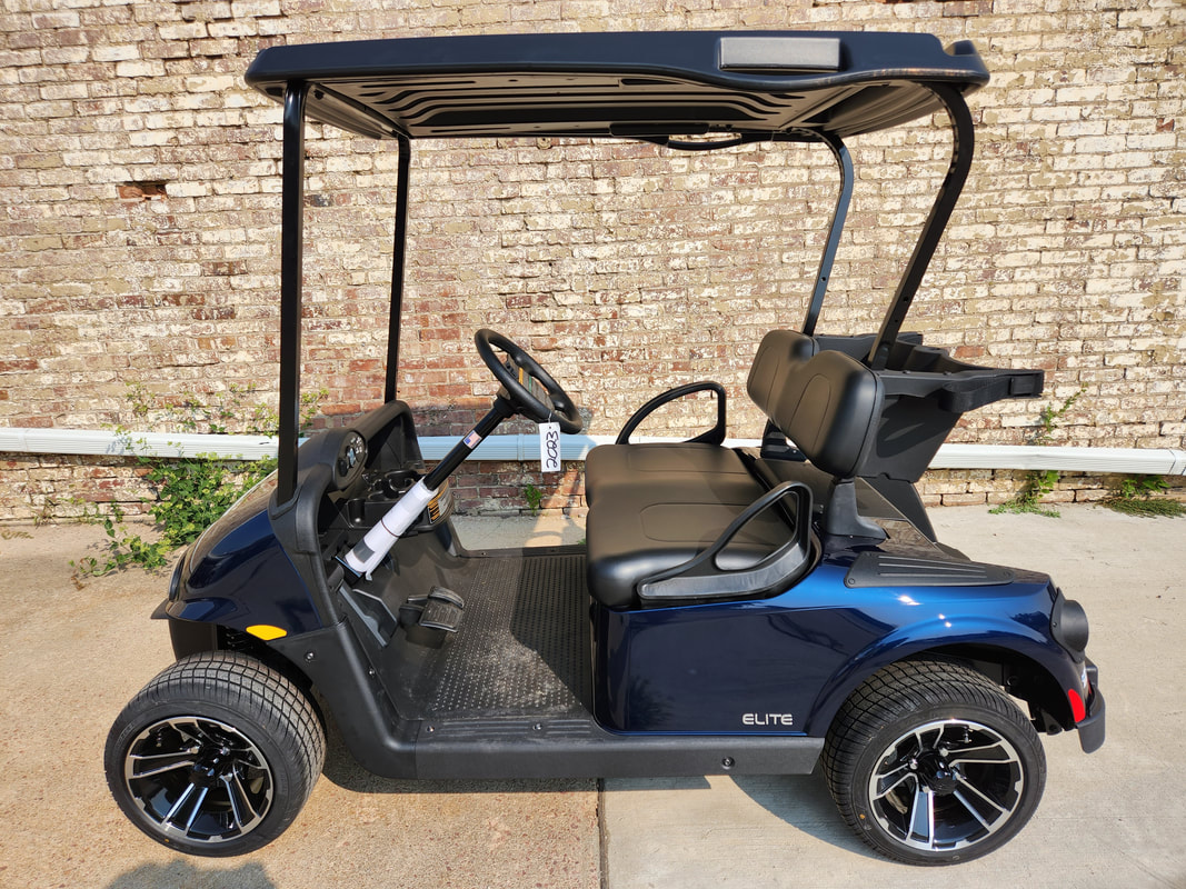 2023 E-Z-GO RXV ELiTE 4.2 NEW, Patriot Blue, Black Seats, Black Top, Electric 4.2 Samsung Lithium Ion Batteries (8-Year Free Replacement on Batteries), Freedom (Includes Head-Tail-Brake Lights, Horn, State of Charge Meter, 19.5 MPH), 12