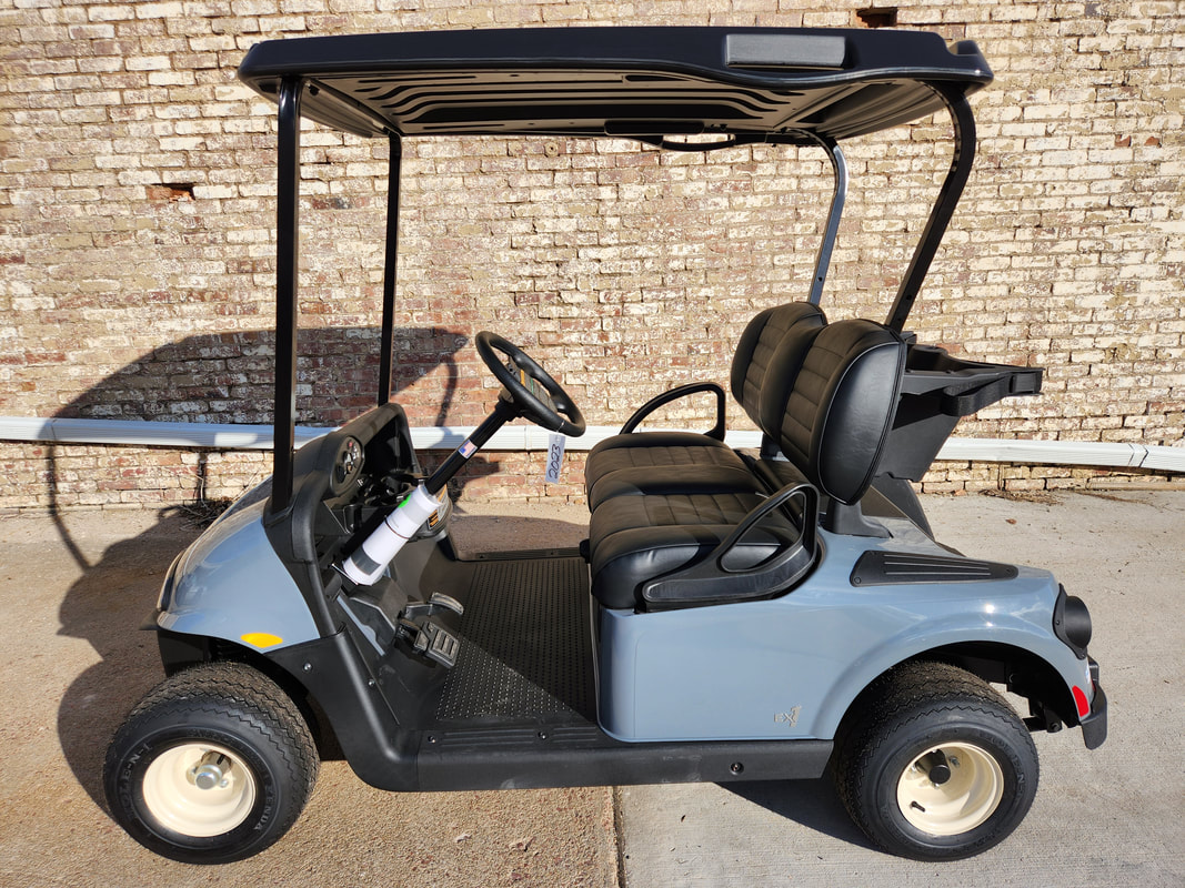 2023 E-Z-GO RXV EX1 NEW, EFI (Electronic Fuel Injection) EX1 Engine, Slate Gray , Premium Black Seats, Black Top,  Freedom (Includes Head-Tail-Brake Lights, Horn, Fuel Gauge, 19 MPH), MR.Golf Car Inc., Springfield, South Dakota