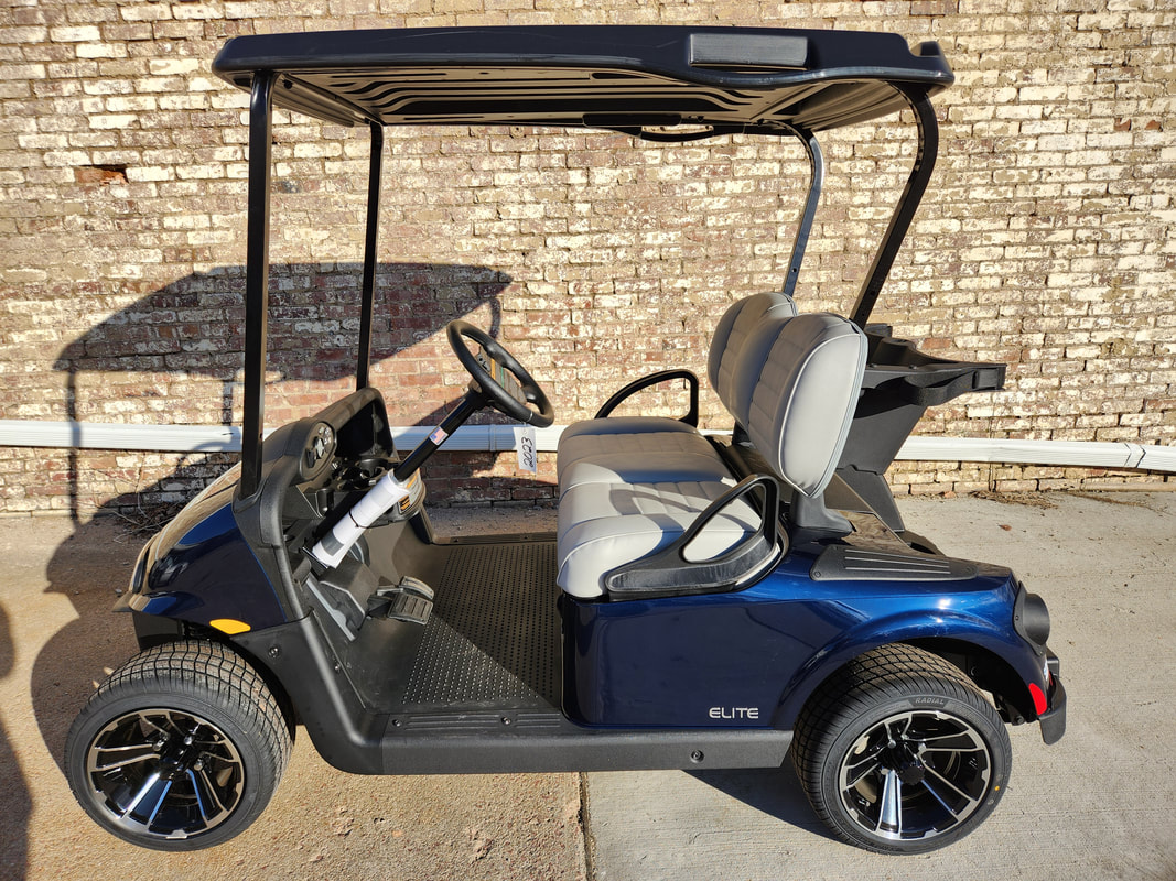 2023 E-Z-GO RXV ELiTE 2.2 NEW, Patriot Blue, Premium Gray Seats, Black Top, Electric 2.2 Samsung Lithium Ion Batteries (8-Year Free Replacement on Batteries), Freedom (Includes Head-Tail-Brake Lights, Horn, State of Charge Meter, 19.5 MPH), 12