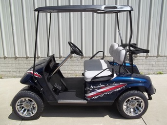 2011 E-Z-GO TXT Gas Cust Flag Patriot Blue, Gray Seats, Black Top, 12 Inch Chrome Wheels, Chrome Steering Column, MR. Golf Car Inc. , Springfield S.D.